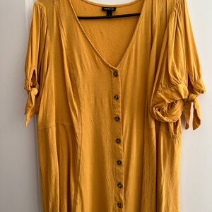 torrid Mustard Yellow Button-Front V-Neck Top